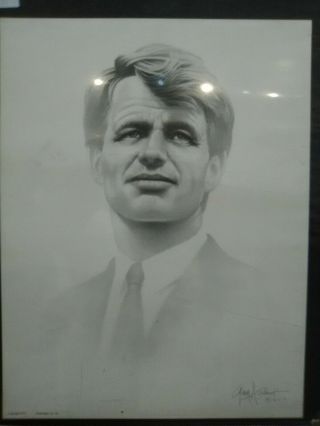 Bobby Kennedy - Gary Saderup 17 " X13 " Signed In Stone Art Drawing Print