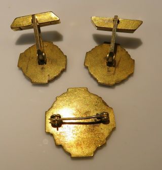 Vintage 12K Gold Filled Ohio State School of Nursing Grad Pin/Cuff Links Set 2
