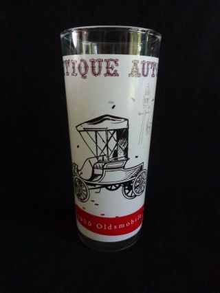 Antique Autos Tumbler Drinking Glass 1990 Oldsmobile Car White Red