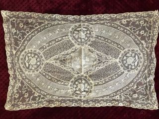 A Handmade French Normandy Lace Doilies 21 1/2 " By 14 "