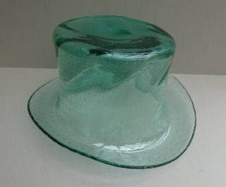 Large Antique Green Bubble Glass Top Hat Nailsea ? Hand Blown