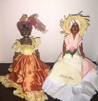 2 Vintage Sleepy Eye Puerto Rico Souvenir Black 1960’s African American Dolls