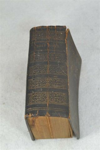 Bible 1850 Inscription From Son To Mother 6 X 6 In.  Civil War Era Antique