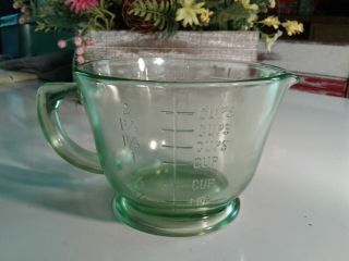 1930s - 40s Green Depression Glass Measuring Cup Antique Kitchenware Green Kitchen