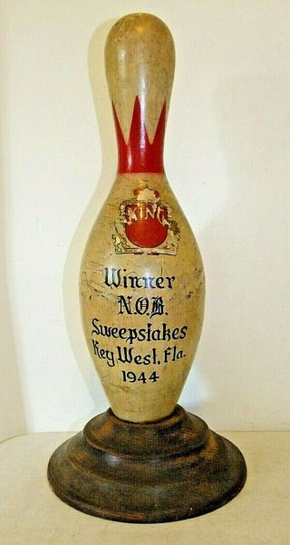 1944 Vintage Key West,  Florida Sweepstakes 17.  5 " Bowling Pin Trophy Lamp