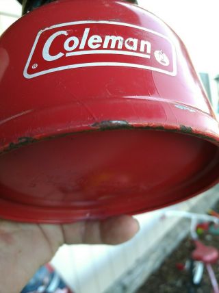 Vtg.  Coleman 200a 1977 No Glass Globe Red Lantern W/ Metal Carry Case Hole Ontop