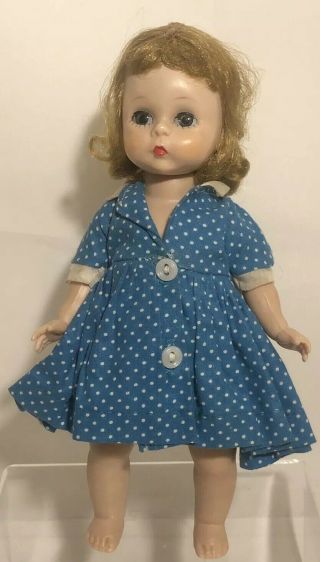 Madame Mme Alexander - Kins Vintage 1950s Tagged Dress Polka Dot Blue Slw