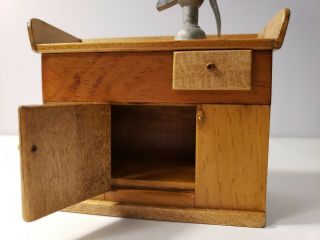 MINIATURE ARTISAN SIGNED JOHN ADAMS COLONIAL DRY SINK WITH WATER PUMP 3