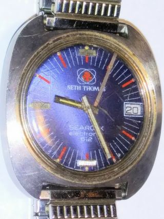 Men ' s Vintage SETH THOMAS Searock Electronic 612 Wristwatch.  Parts / Repair 2