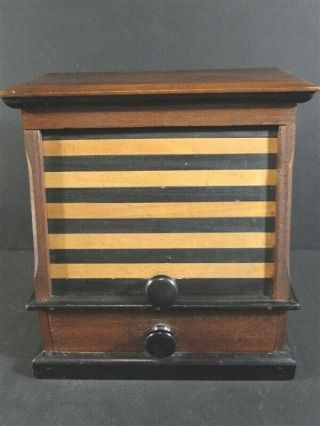 Antique Pat 1879 No 34 Novelty Spool Cabinet & Sewing Case Drawer Accordion Door