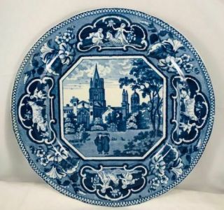 Antique J&w Ridgway Blue Staffordshire Dinner Plate Christ Church Oxford