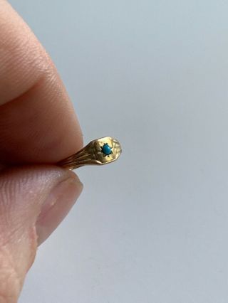 Antique/Vintage 10K Yellow Gold Baby Ring with Blue Stone - 2