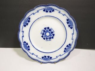 Antique Wh Grindley Lorne Flow Blue Dinner Plate Clover Shamrock 9 7/8 "