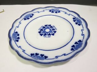 Antique WH Grindley Lorne Flow Blue Dinner Plate Clover Shamrock 9 7/8 