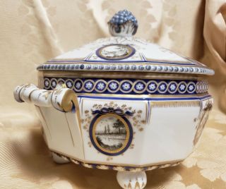 Antique Nymphenburg Porcelain Pearl or Kings Service Veggie Serving Covered Dish 12