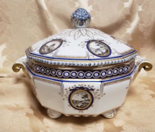 Antique Nymphenburg Porcelain Pearl Or Kings Service Veggie Serving Covered Dish