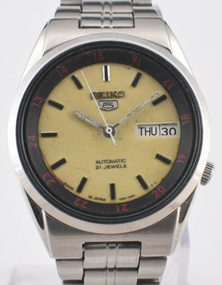 Authentic Vintage Seiko 5 Automatic 21 Jewels Cal.  7019a Railway Time Men 