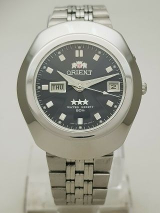 Vintage Orient 3 Star Automatic CEM70002B Day Date WR50M Japan Men ' s Wrist Watch 2