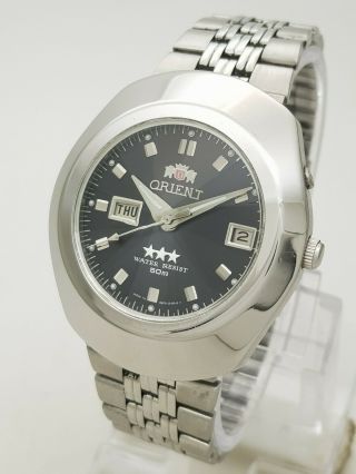 Vintage Orient 3 Star Automatic CEM70002B Day Date WR50M Japan Men ' s Wrist Watch 4