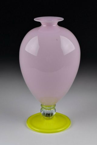 Pink And Yellow Murano Glass Veronese Vase By Vittorio Zecchin For Venini