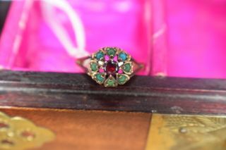 Antique Victorian 9ct Gold And Turquoise Ring Size M