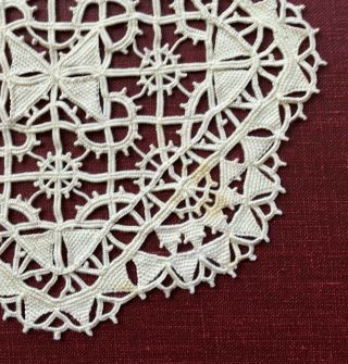 Rare Antique Handmade Reticella Needle Lace Doily Coaster 3