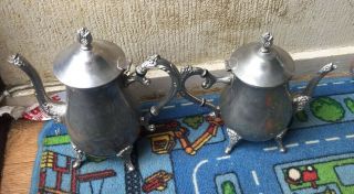 2x Antique/vintage Silver Plate Large Teapot Coffee Pot