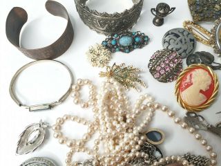 Antique or Vintage Mixed Costume Jewellery Jewelry Car Boot Bundle Harvest 6