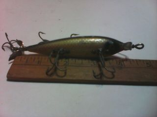 Early Vintage Heddon Dowagiac 150 5 Hooker Wood Lure With Shad Pattern No Reserv