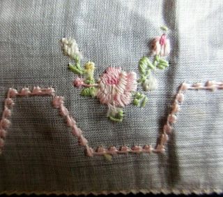 Antique/vintage Length Of Embroidered Cotton Batiste Roses 61 " X7 1/2 "