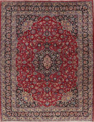 Vintage Traditional Floral Red Oriental Hand - Knotted Wool 10x13 Area Rug