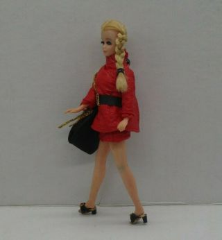 Topper Dawn Doll DINAH in Clone Red pleather Outfit & OOAK Sandals and Purse 3