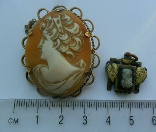 Vintage Antique Rolled Gold Carved Shell Cameo Jewellery Brooch,  One