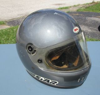 Vintage Bell Star Ltd Motorcycle Helmet 7 3/8 Full Face Gray Helmet