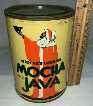 Antique Mocha Java Tin Litho 1 Tall 1922 Can Cleveland Oh Vintage Grocery Store