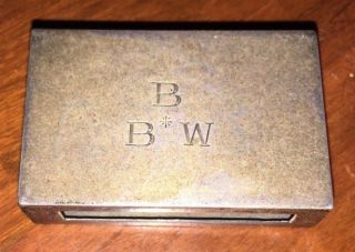 Antique Sterling Silver Engraved Bbw Match Box Holder 1 1/4 " X 1 3/4 "