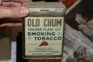 Antique Vintage Old Chum Virginia Flake Cut Smoking Tobacco Tin Montreal Canada