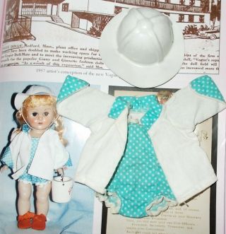 Vintage Vogue 8 " Ginny Doll Fun Time Sunsuit W/ White Polka Dots 6048 Ca.  1956