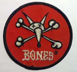Vintage 1986 Powell Peralta Skateboard Patch - Ratbones Rat Bones Rat Skull Red
