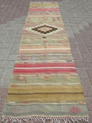 Turkish Kilim Rug Runner Carpet Runner Long Rug 23,  6 " X92,  1 " Hallway Rug Corridor