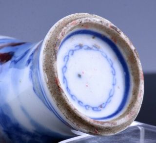 FINE 19THC CHINESE BLUE WHITE COPPER RED FIGURAL PORCELAIN MEIPING SNUFF BOTTLE 8