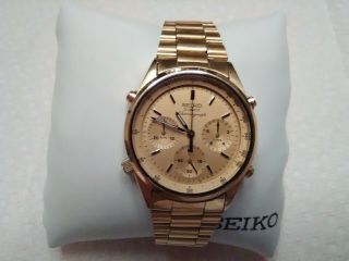 Mens Vintage Seiko 7a28 - 7029 Chronograph Gold - Tone Quartz Watch,