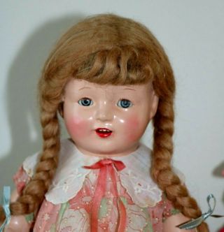 Vintage E.  I.  H.  Co HORSMAN Composition Doll ROSEBUD Mohair Braids Patsy Dress 3
