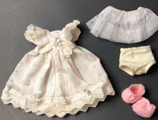 VTG Doll Dress Nightgown Panty Slippers Pajamas Clothes Fits 9” Dolls Ribbon 2
