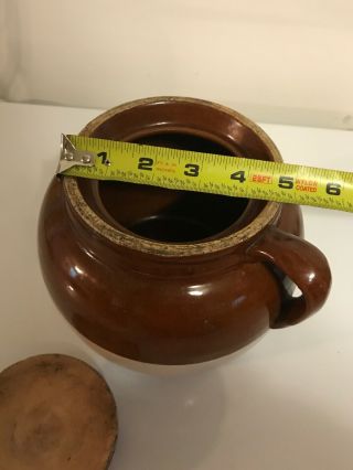antique 1800 ' s stoneware pottery lidded bean pot brown crock jar jug 7