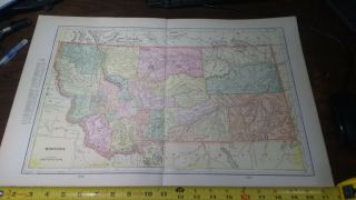 1900 Antique Map Of Montana World Atlas United States Vintage Rare