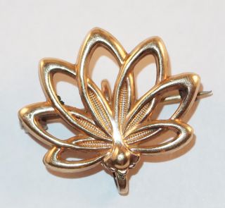 ANTIQUE VICTORIAN ROSE GOLD FILLED FLORAL FANNED PETALS FLOWER WATCH PIN BROOCH 2