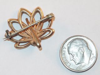 ANTIQUE VICTORIAN ROSE GOLD FILLED FLORAL FANNED PETALS FLOWER WATCH PIN BROOCH 3