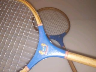 Vintage Pair S.  T.  Antique Wood Badminton Racquets 3