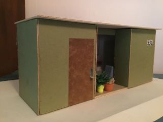 Dollhouse Roombox - Eichler Mid Century Architecture House - w/Vintage Blue Box,  Marx 4